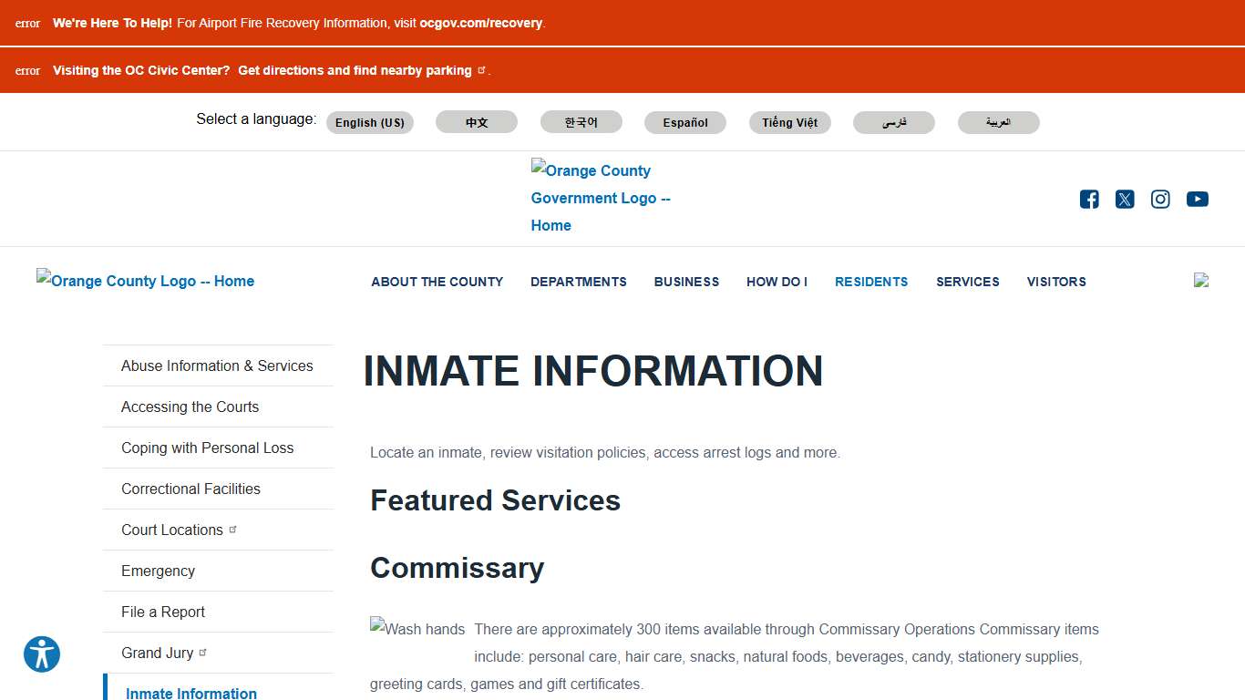 Inmate Information | Orange County